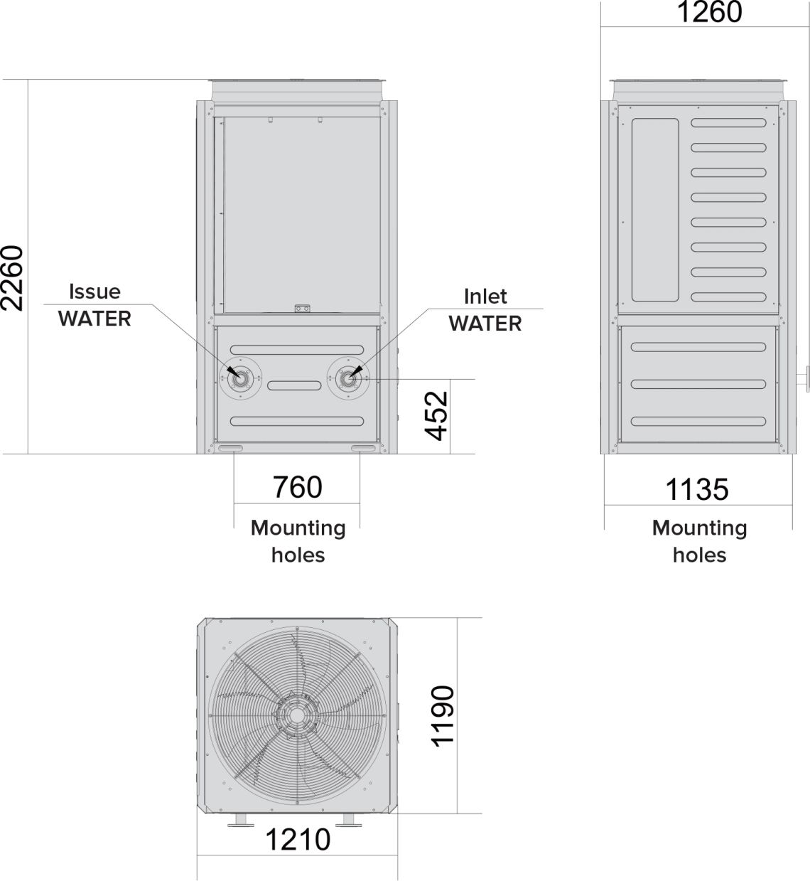 Dimensiones generales del MyCond MCU-OHDD - 1