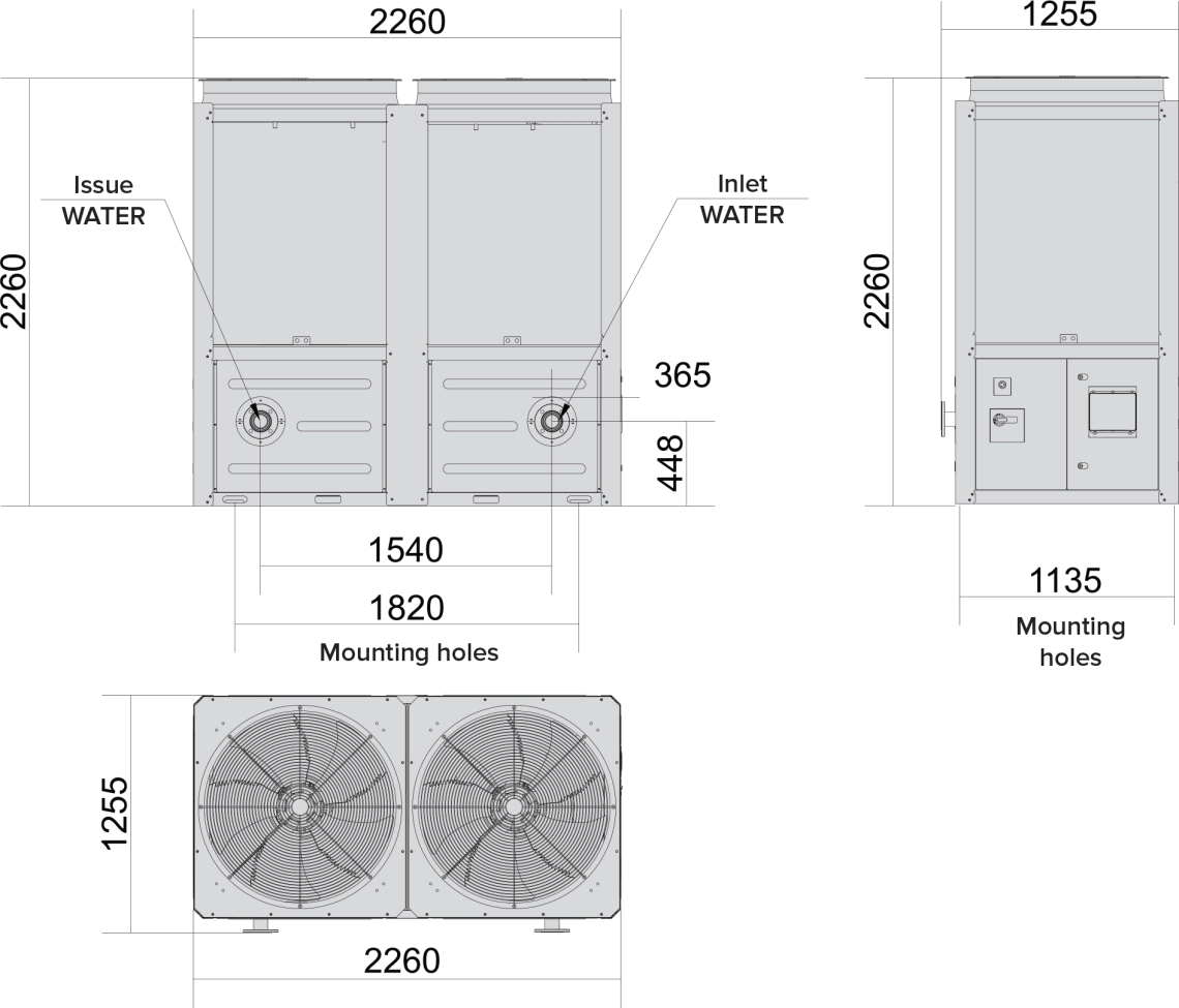Dimensiones generales del MyCond MCU-OHDD - 2