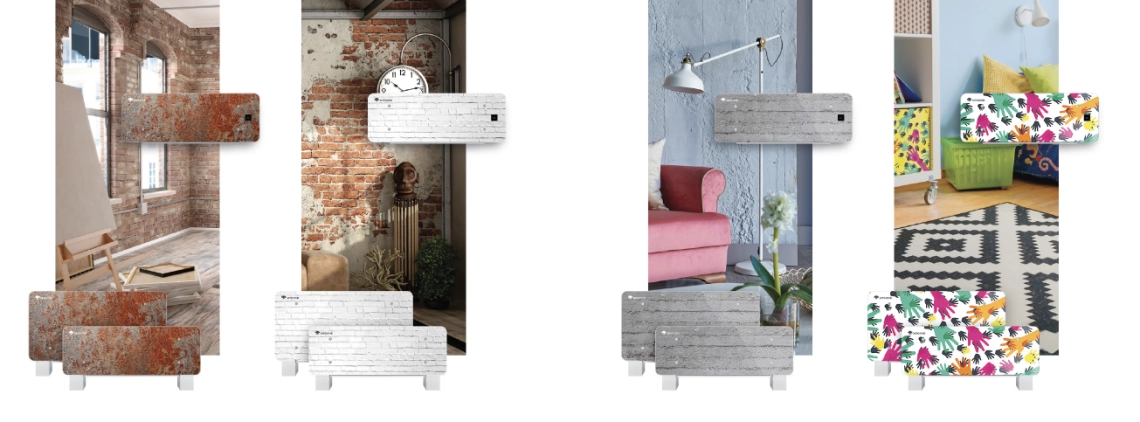 Moderno fancoil de suelo de la serie MyCond Silver Glass.