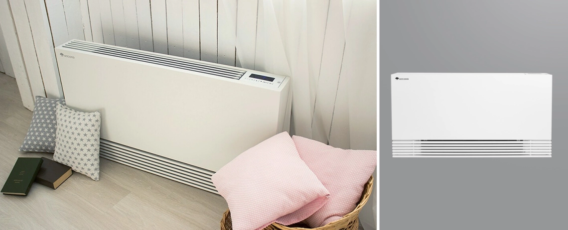 MyCon Silent Unidad fan coil de suelo ultrafina con motor BLDC para una climatización eficiente.