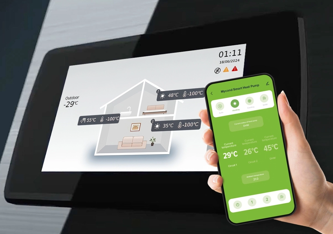 MyCond BeeSmart El controlador optimiza el rendimiento de la bomba de calor con ajustes inteligentes.