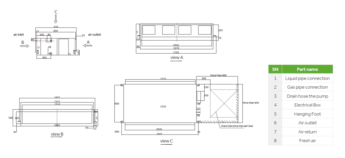 Dimensiones totales del conducto MyCond High ESP - 3