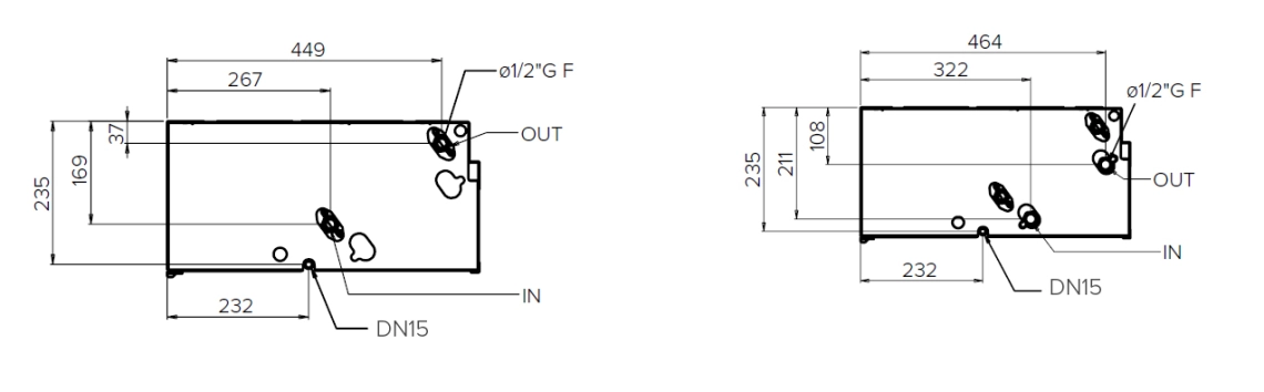 MyCond HPL Diagrama que muestra la distribución del aire y los mecanismos de control en unidades fan coil de conducto ESP medianas.