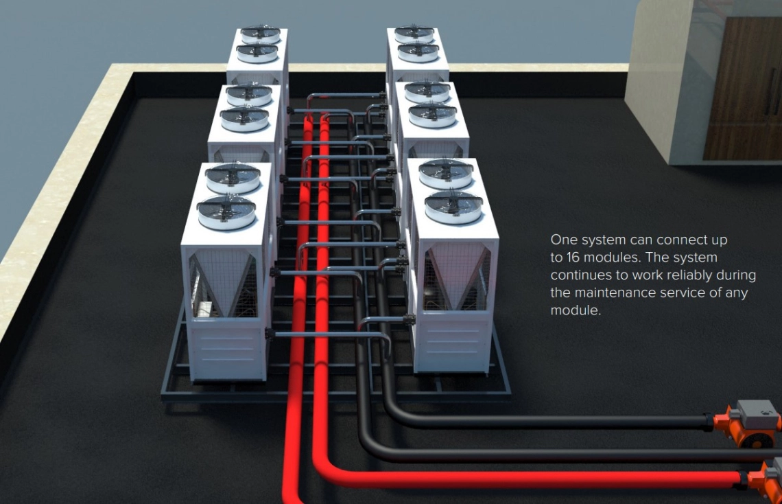 Bomba de calor modular MyCond MCU-YHR que ofrece una eficiencia excepcional.