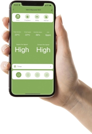 Aplicación móvil MyCond MVS***-DW para controlar la ventilación a través del smartphone