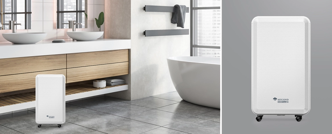 MyCond Roomer Smart 12 Un deshumidificador compacto ideal para el cuarto de baño.