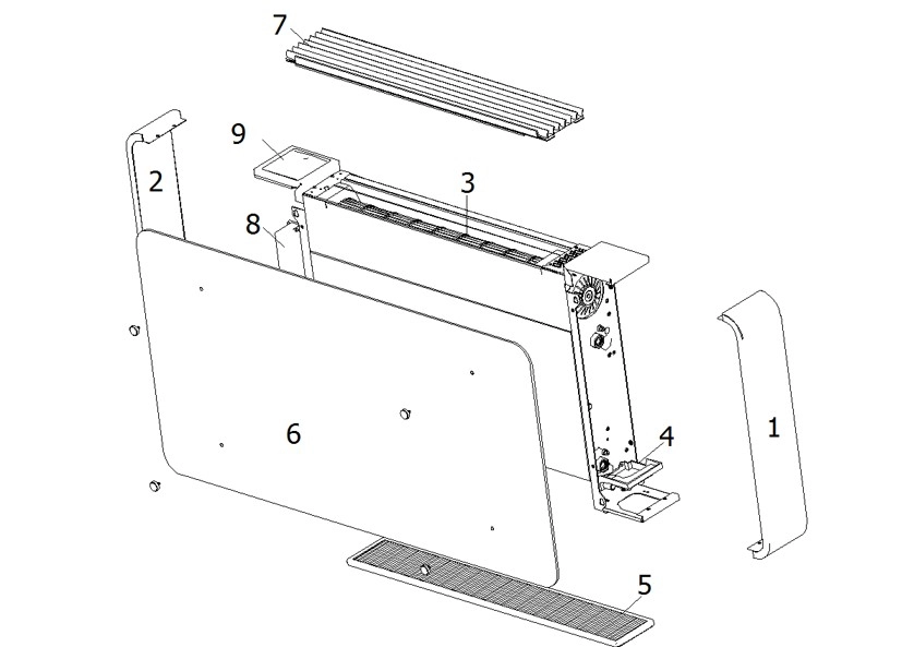 MyCond Silver Glass Elegante ventiloconvector de suelo ultrafino.