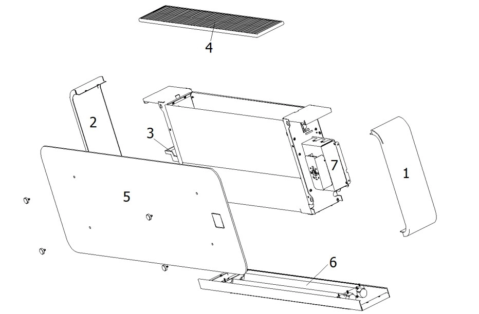 Unidad de fan coil de pared de cristal plateado MyCond ultrafino para una climatización eficiente.