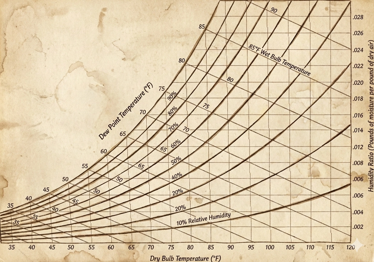 Diagrama psicrom&eacute;trico - 7 par&aacute;metros clave del aire h&uacute;medo para HVAC