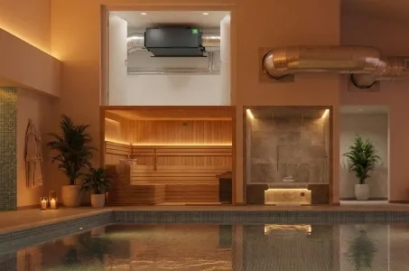 Requisitos del espacio para el deshumidificador canalizado MSHA(C): sala técnica, conductos de aire, espacio y funcionamiento continuo